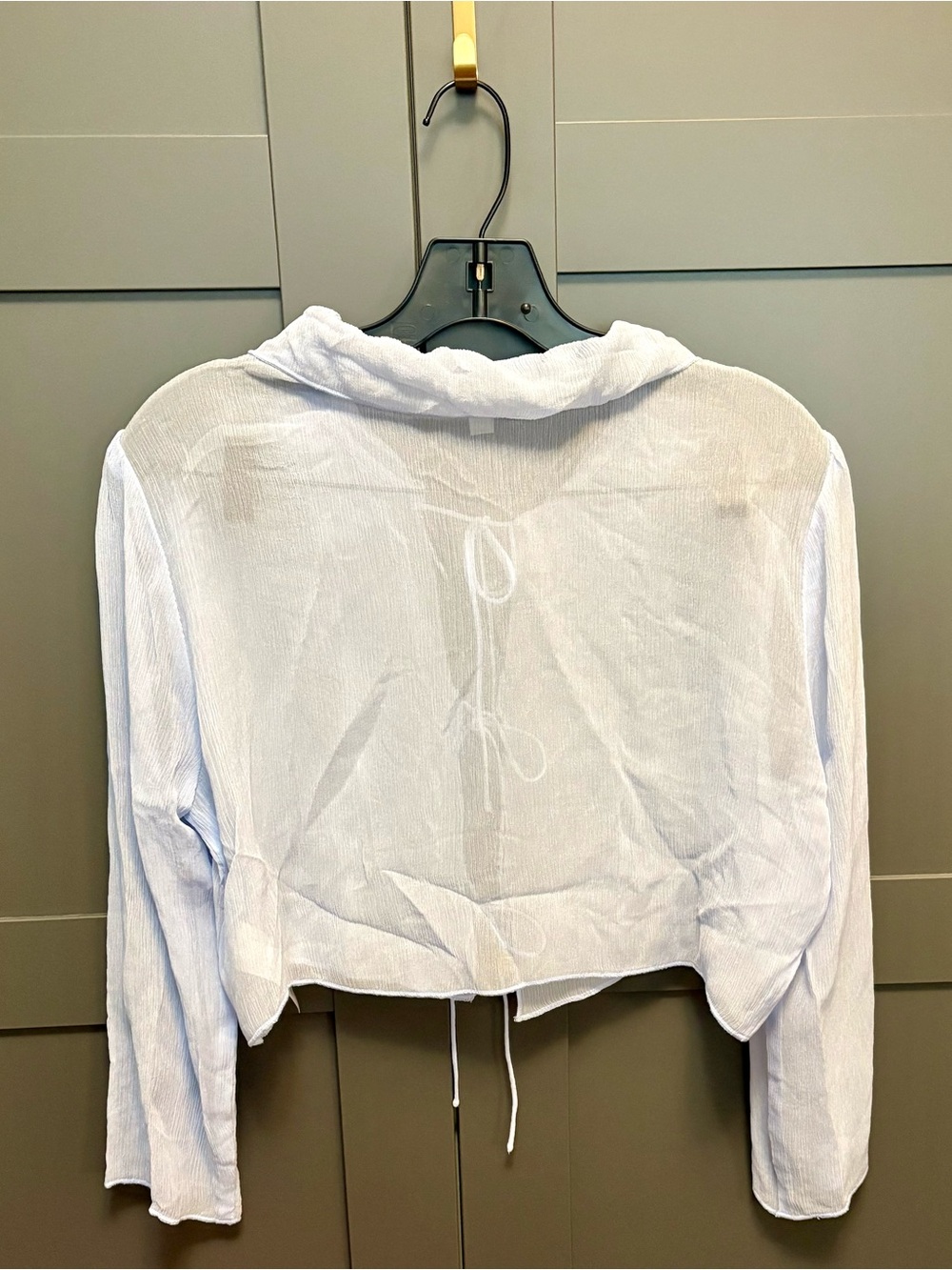 Maryam Nassir Zadeh x J. Crew Light Blue Sheer Tie-Front Silk-Chiffon Blouse - Picture 4 of 7